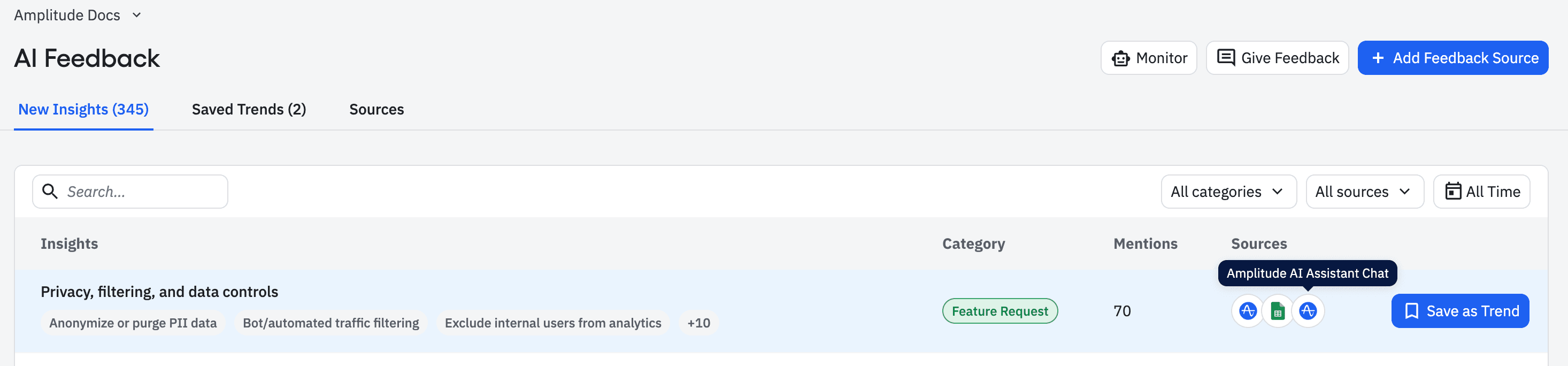 AI Assistant Chats ingested into AI Feedback